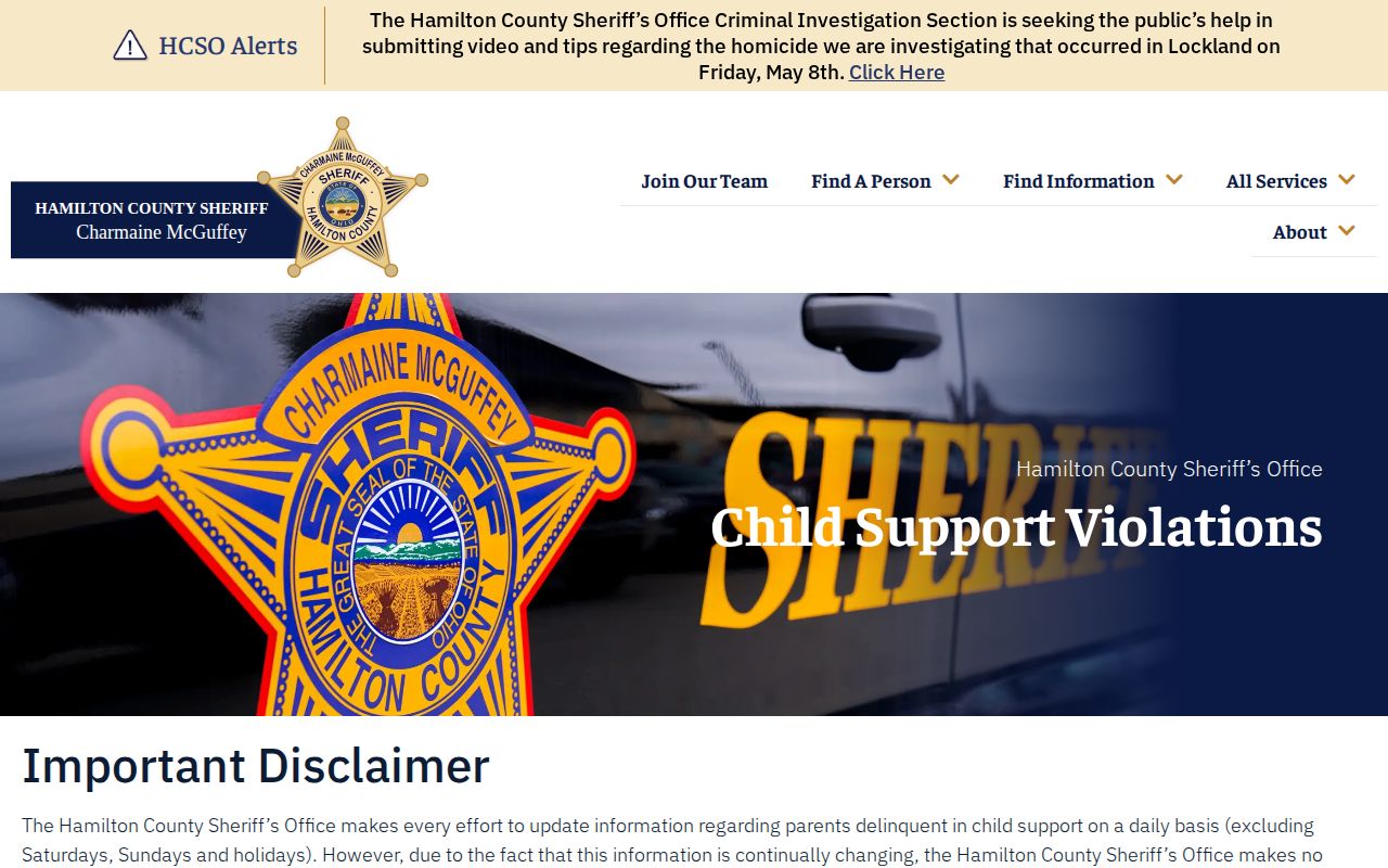 Hamilton County child support warrant record search