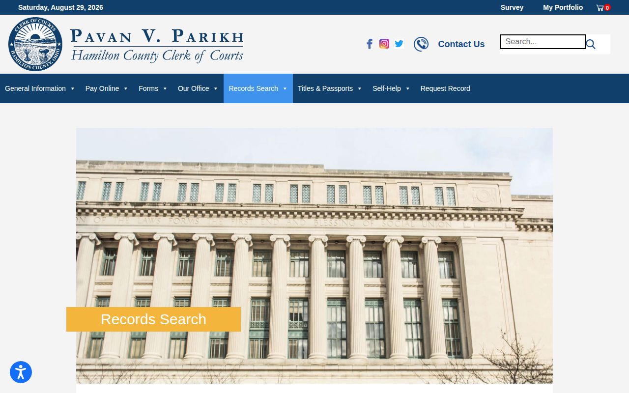 Hamilton County court disposition record search on the official Clerk of Courts page